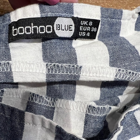 BooHoo Striped Off The Shoulder Shift Dress - Picture 9 of 13